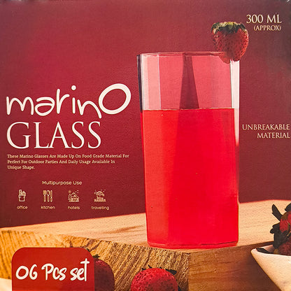 Apex Merino N Glass Unbreakable Plastic Drinking Glass Set (6pc300ml) Approx