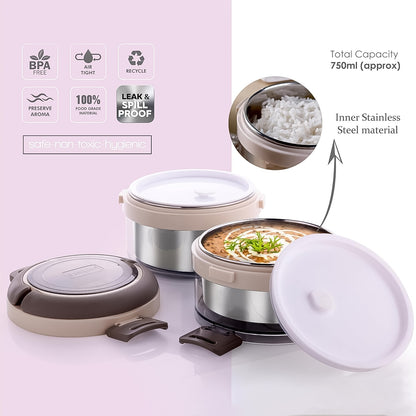 Ganesh Steko-2 Double Layer Stainless Steel Insulated Lunch Box Set