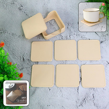 Ganesh Premium Square Coasters With Storage Box (6 Pc  Set)