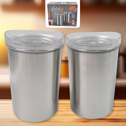 Multipurpose Stainless Steel Airtight Containers With See Through Lid (2 Pc Set  1000 Ml)