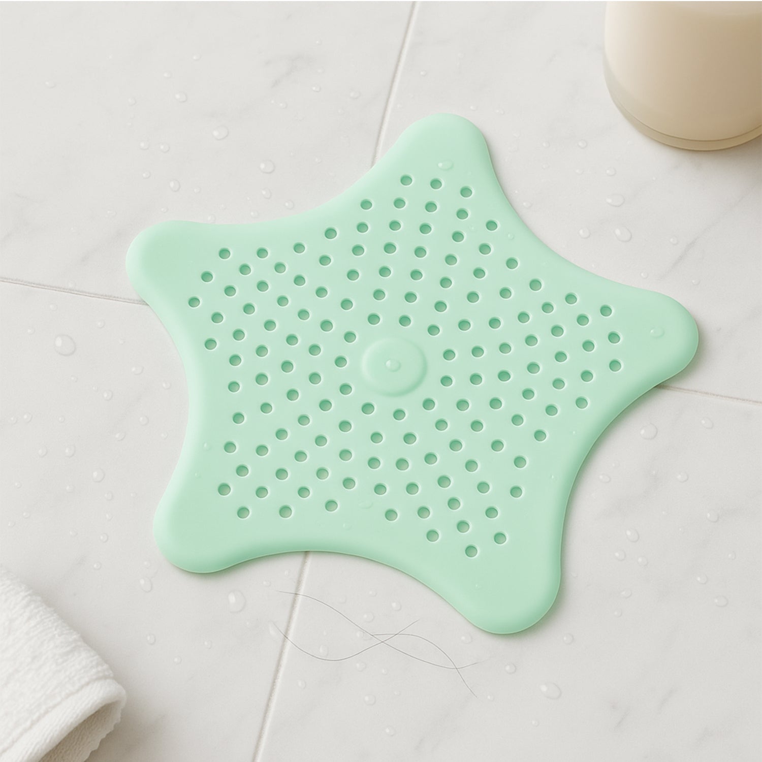 Mint Green Silicone Star Shaped Sink Filter Bathroom Hair Catcher Drain Strainers For Basin