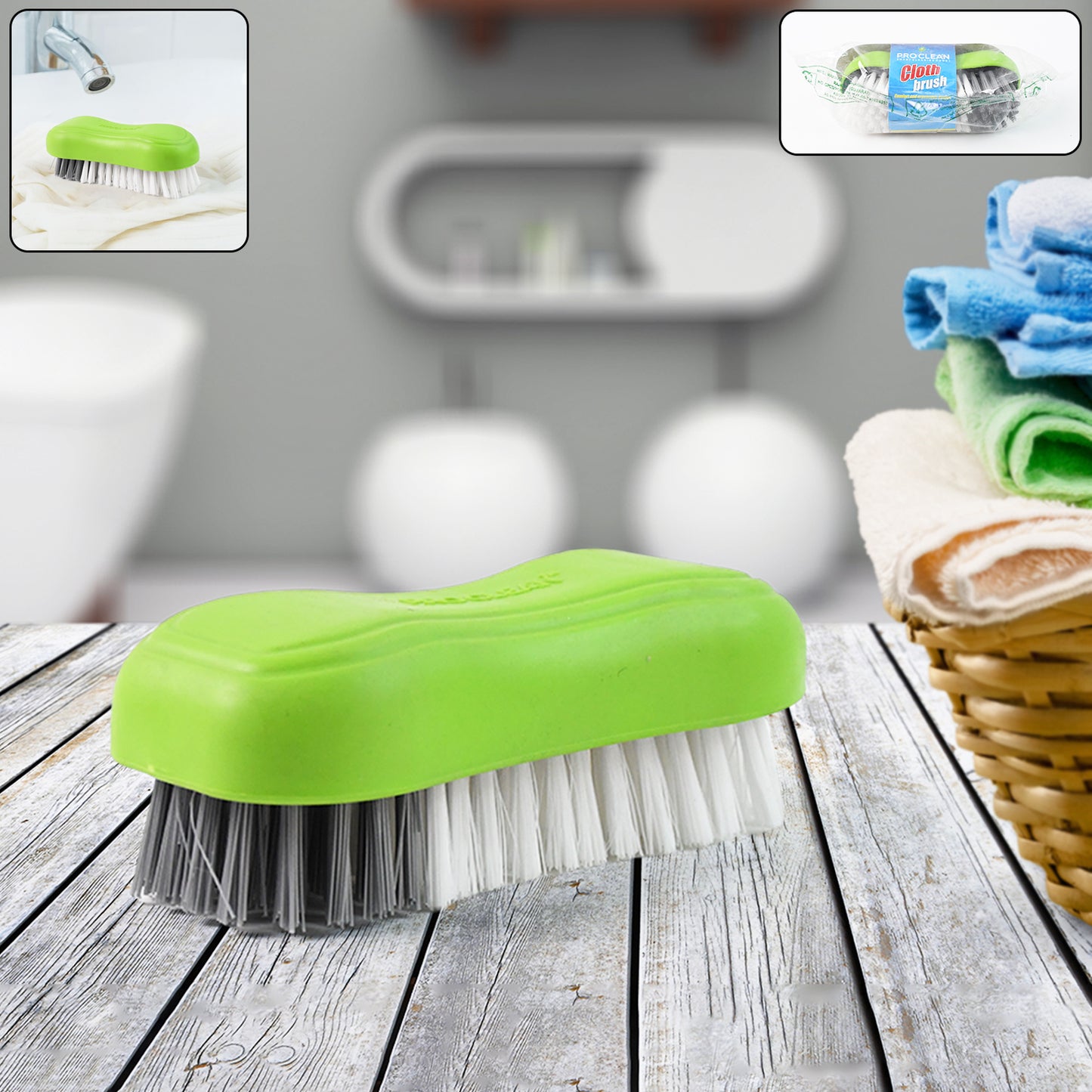 Pro Clean Multi-purpose Cloth Washing Brush With Plastic Handle (1 Pc)