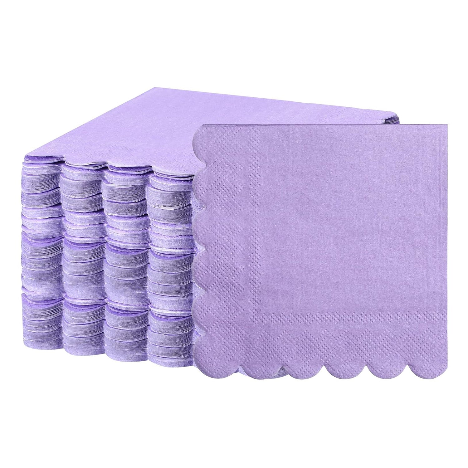 Lilac Scalloped Disposable Paper Napkin (23 X 23 Cm  120 Pc)
