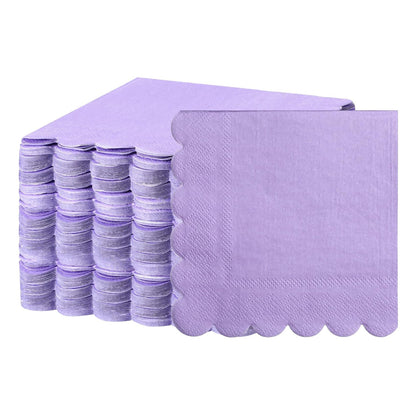 Lilac Scalloped Disposable Paper Napkin (23 X 23 Cm  120 Pc)