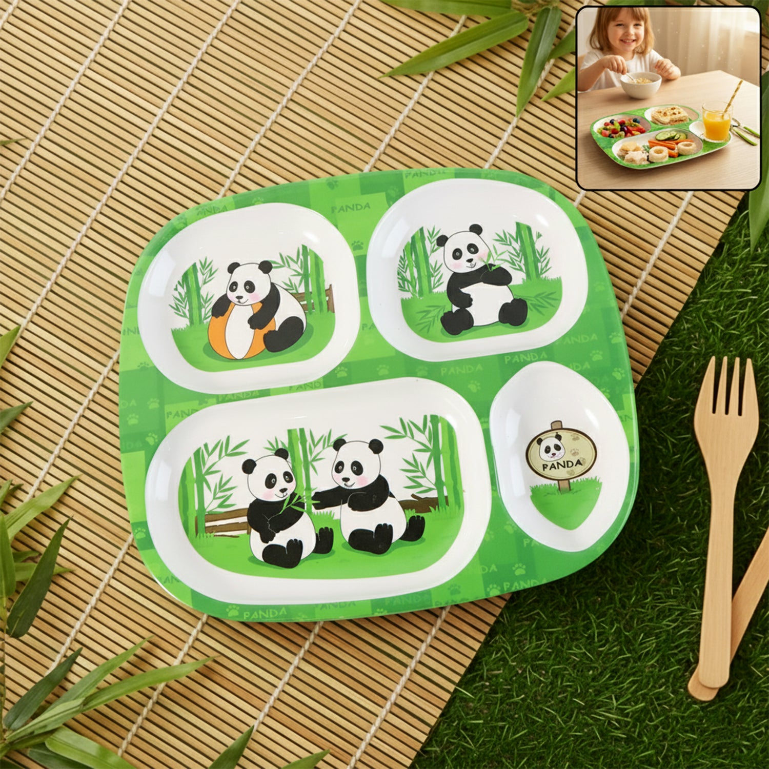 Kids 4-compartment Melamine Partition Plate (1 Pc  2422 Cm)