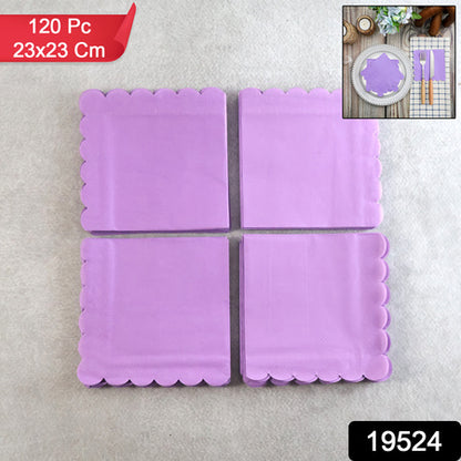 Lilac Scalloped Disposable Paper Napkin (23 X 23 Cm  120 Pc)