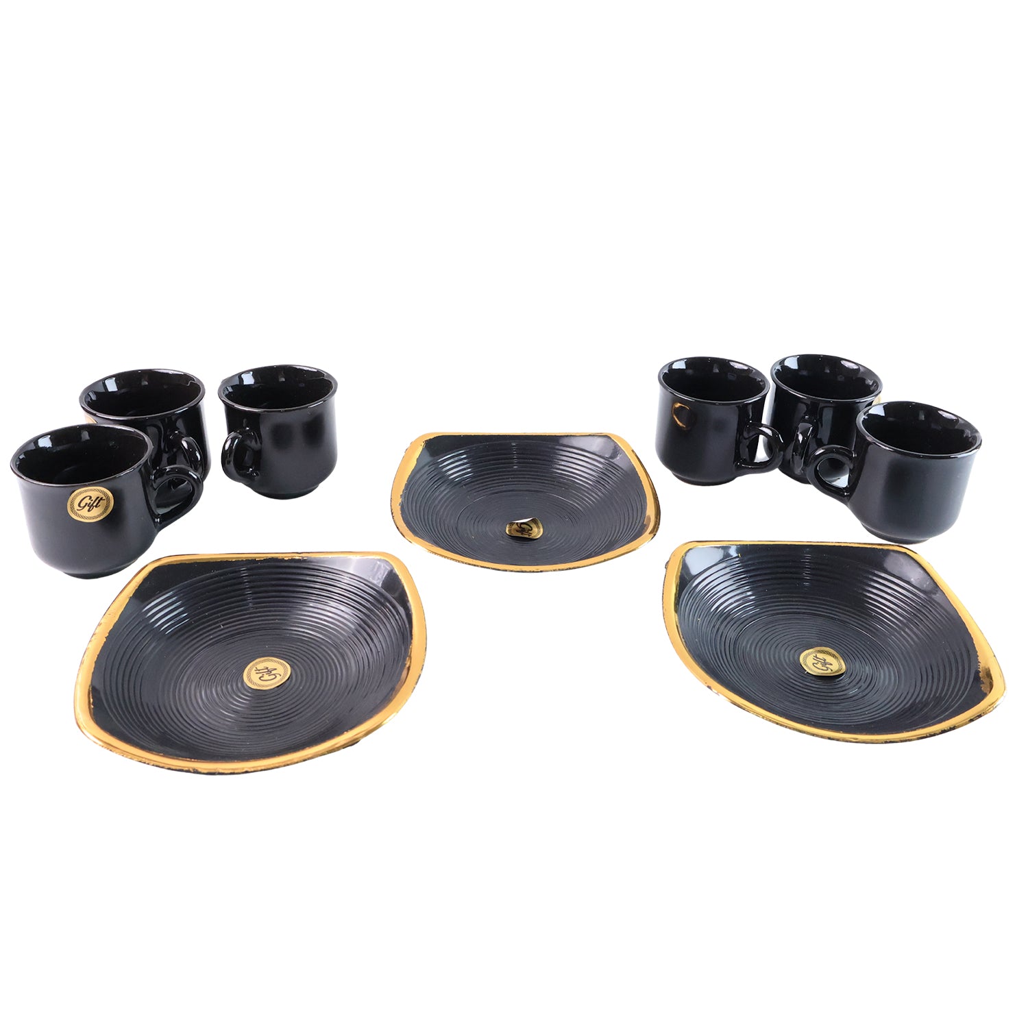 8237 Sweet Buzz Ceramic Tea  Cups  Mug Set With Seashell Shape Serving Bowl Milk Cup Coffee Cup Tea Cup Breakfast Cup Drinking Mug Or Outdoor For Household Gift For Birthday Wedding Party (8 Pcs Set)