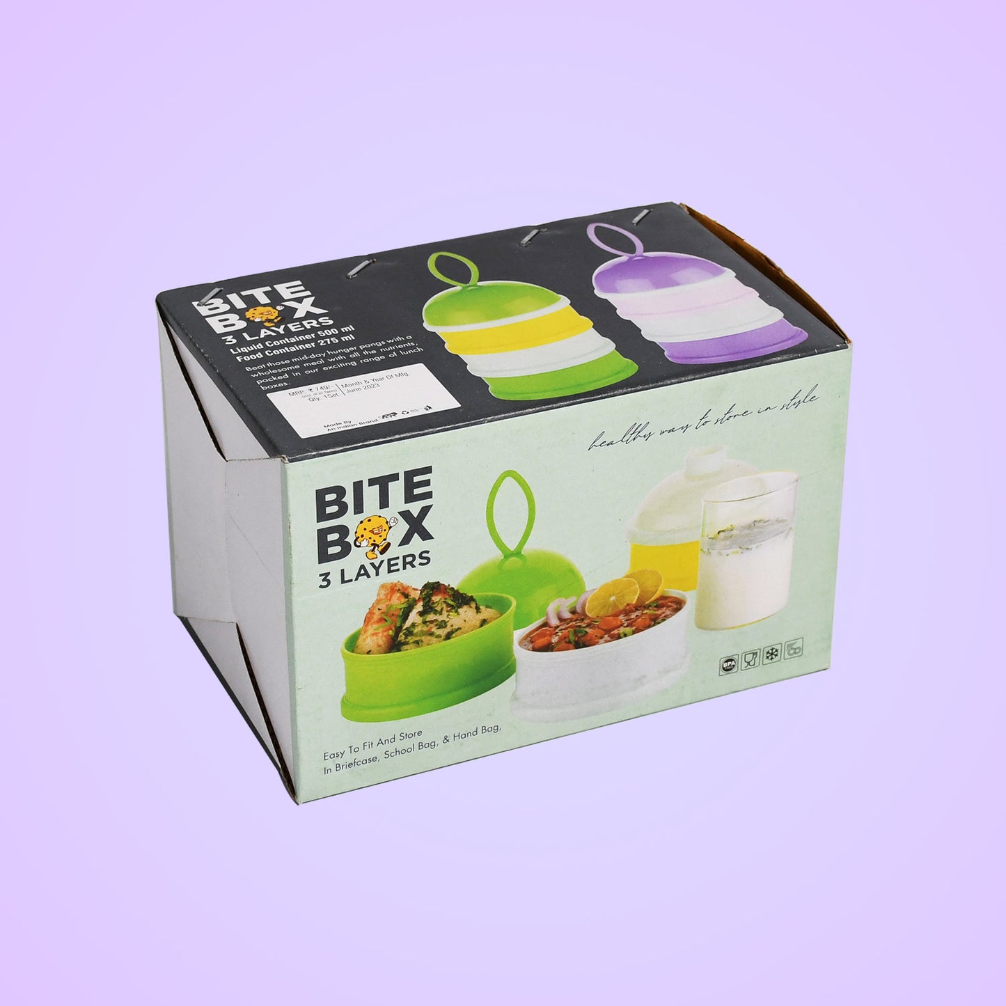 5924a  3 Layer Lunch Box Unique Design Bite Lunch Box With Liquid  Food Container Lunch Box (Green)