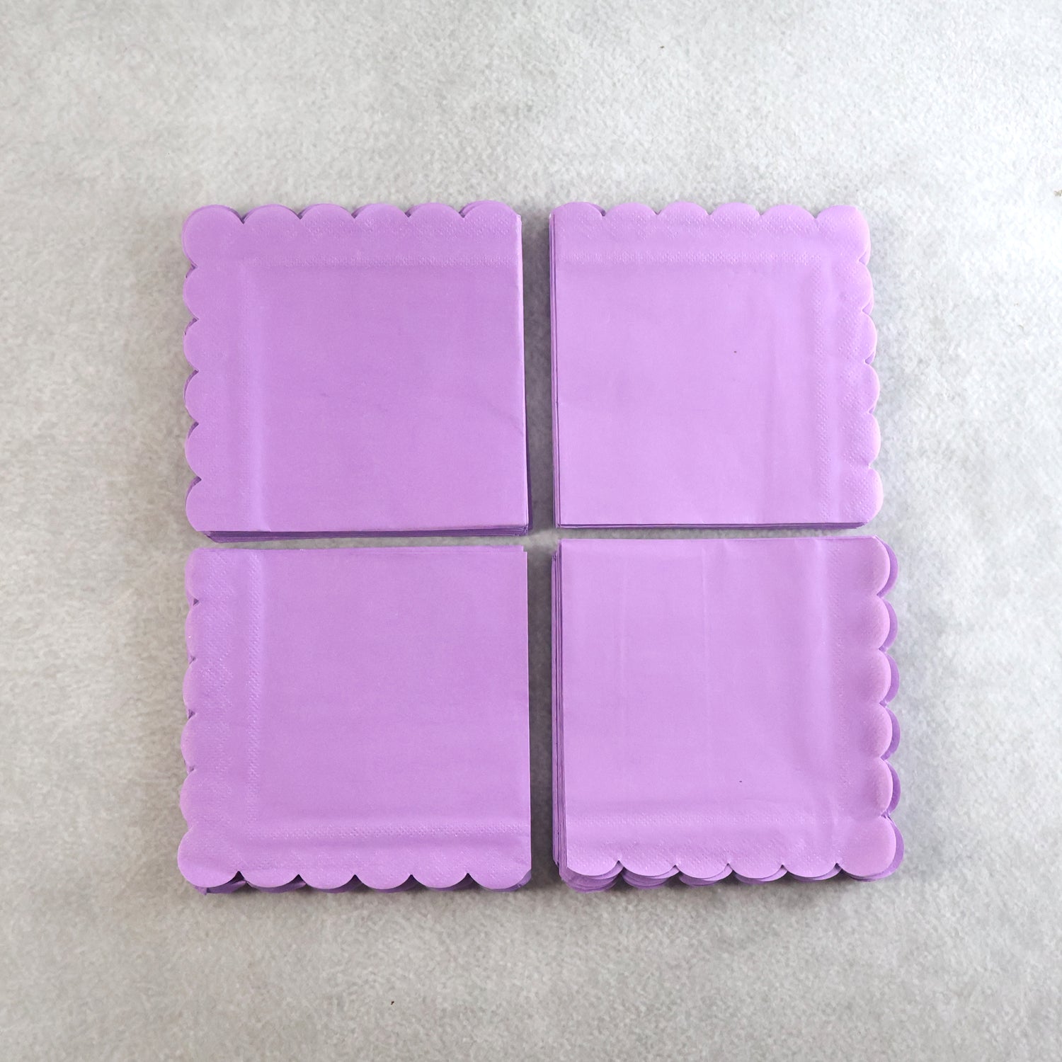 Lilac Scalloped Disposable Paper Napkin (23 X 23 Cm  120 Pc)