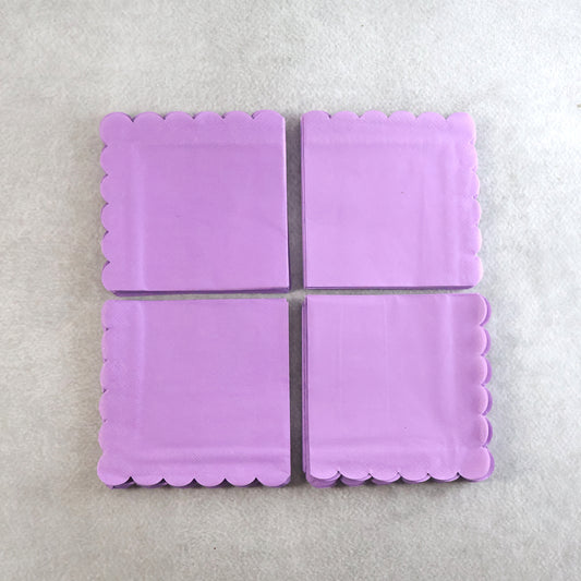 Lilac Scalloped Disposable Paper Napkin (23 X 23 Cm  120 Pc)