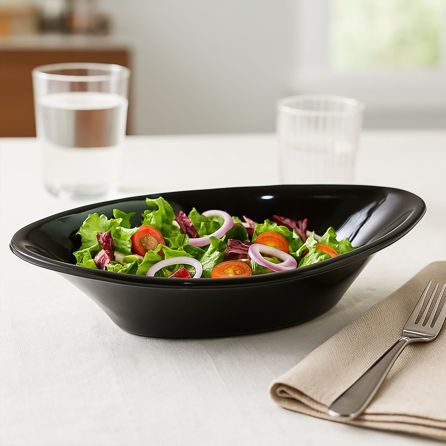 Plastic Marin Serving Bowl  Elegant Oval Deep Bowl (1 Pc  Balck)