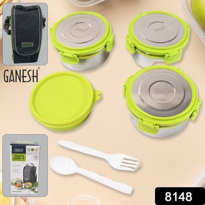 Stainless Steel Tiffin Lunch Box Container  Dabba With 4 Side Clip Lock Lid For Office  School Use Food Grade  Air Tight  Easy To Carry  Leak Proof