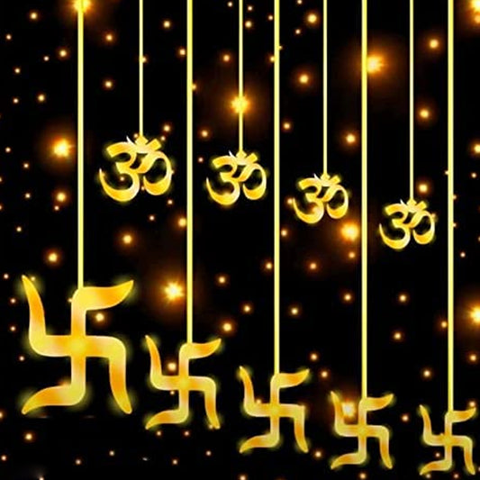 8320 Swastik Om Curtain Decorative Lights String Lights With 12 Hanging Props138 Led Diwali Decoration Items For Home Decor Night Light Room Lights For Bedroom Balcony Decor.