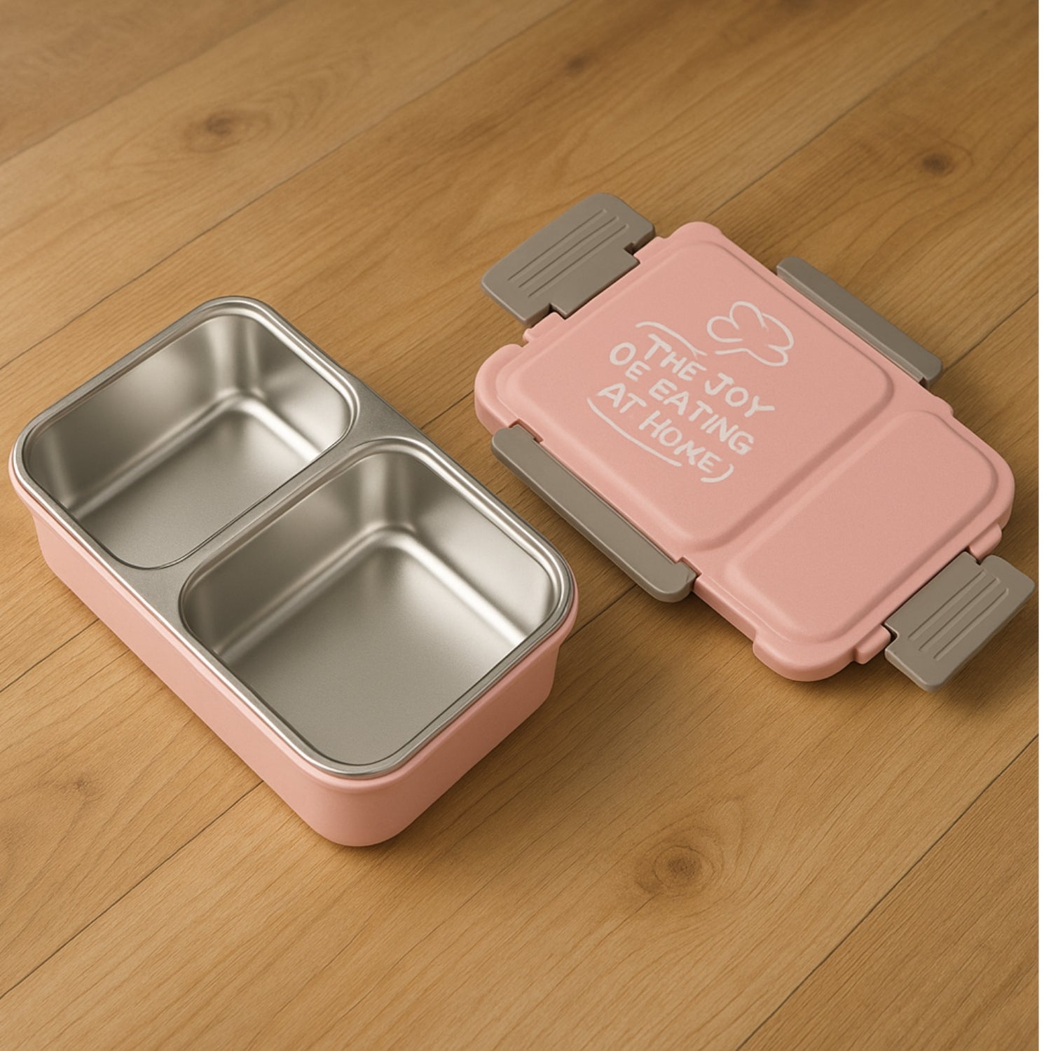 5583 Miracle Quick Lock Leak Proof 2 Compartment Stainless Steel Lunch Box Inner Plate Reusable Microwave Freezer Safe Lunch Box Trendy Thermal Insulation Leak Proof For Office Vacuum Tiffin Box For Boys  Girls  School  Office Women And Men