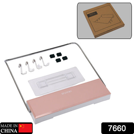 7660 Wall Mounted Foldable Wash Basin Storage Rack Shelf Holder Self Adhesive With Sticker