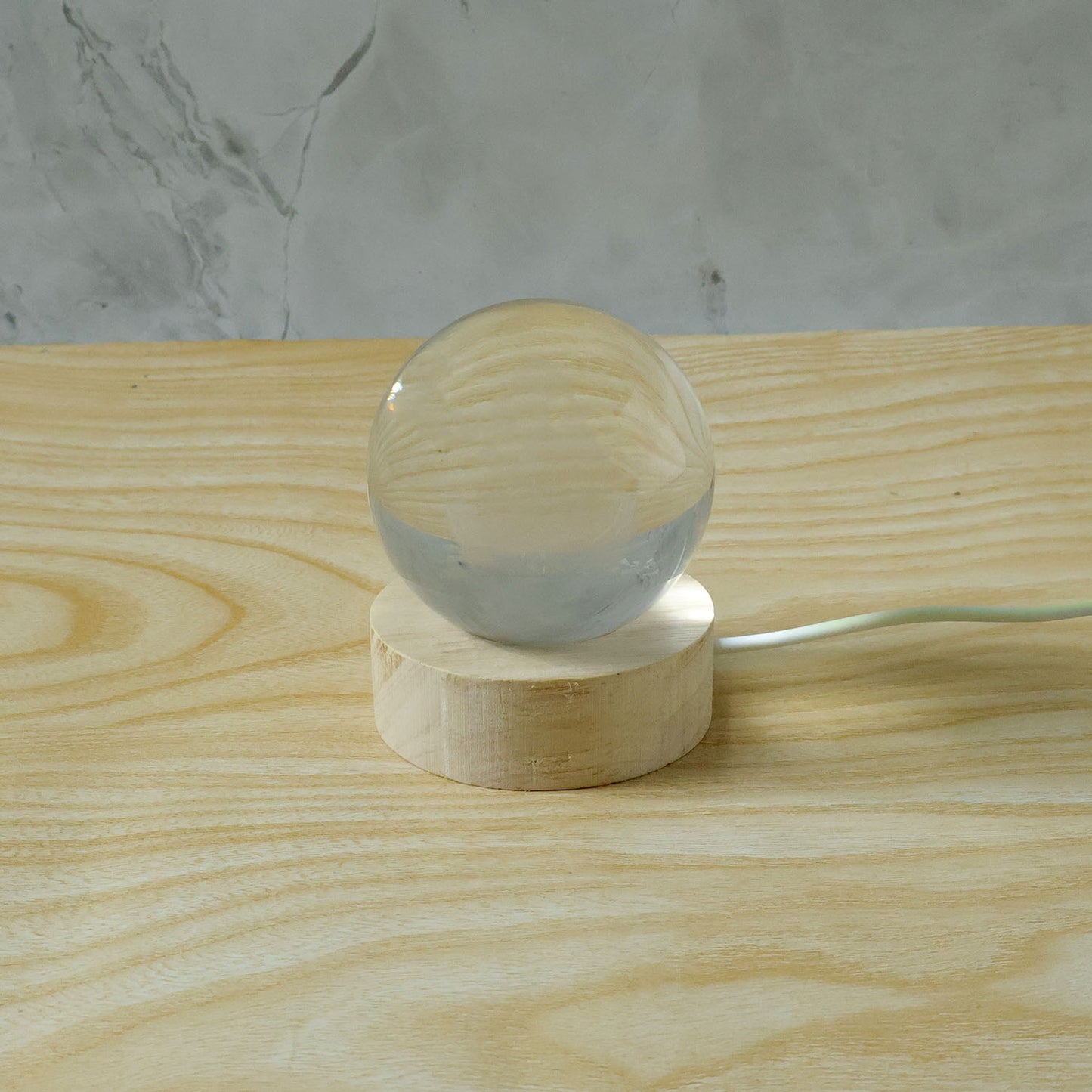 3d Crystal Lakshmi Ball Led Night Lamp With Wooden Base