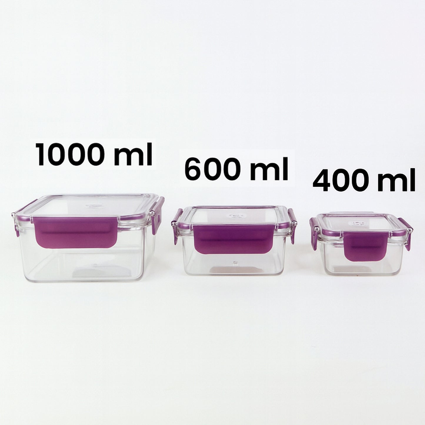 Airtight Square Food Storage Container Set (3 Pc)