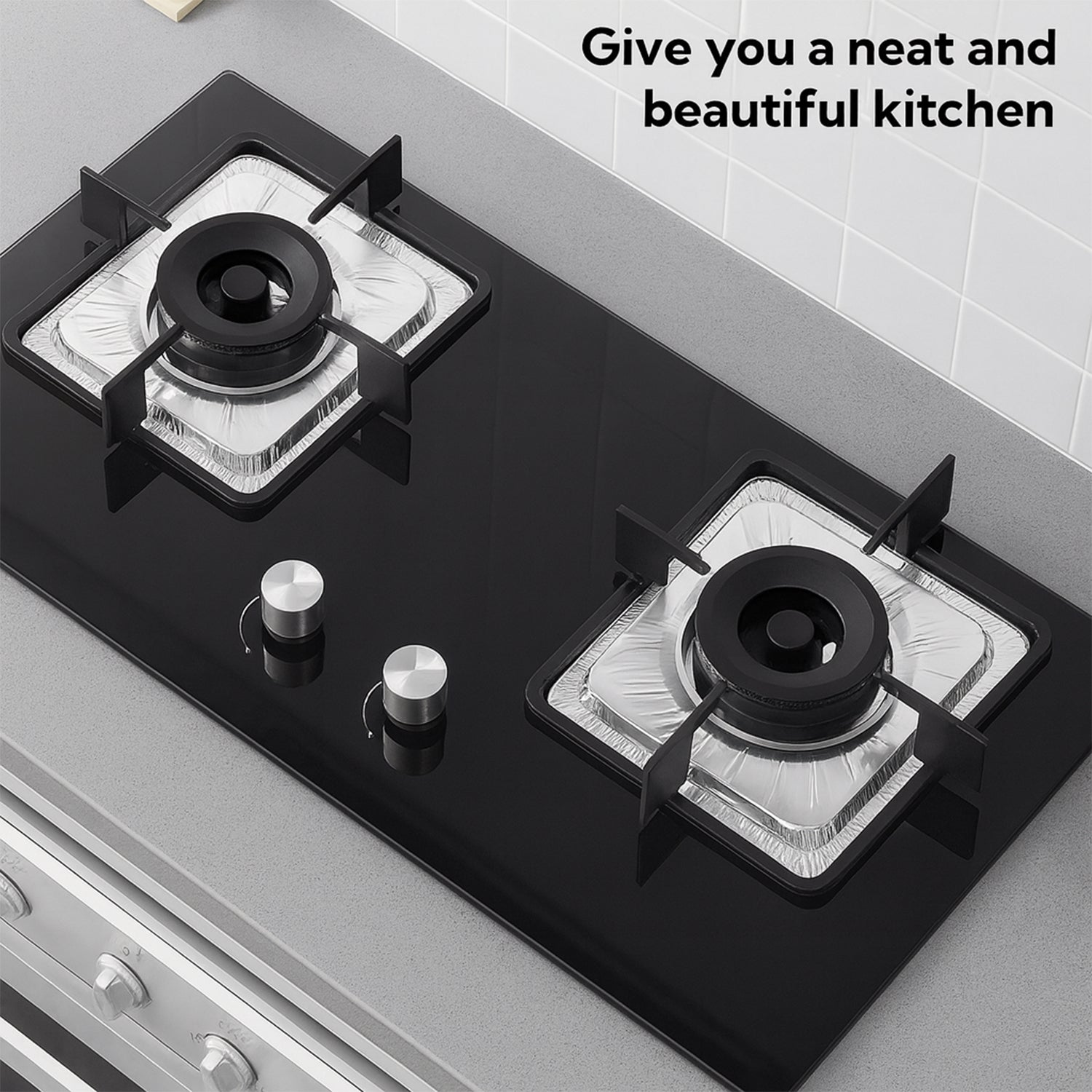 Aluminum Gas Stove Burner Protector Covers (10 Pc  23x23 Cm)