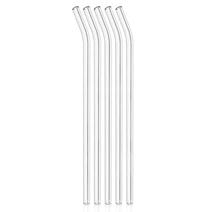 Plastic Reusable Glass Straws Clear Glass Drinking Straw 5pc